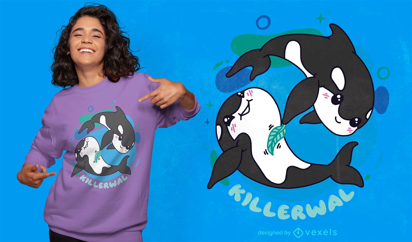 Adorable killer whales t-shirt design
