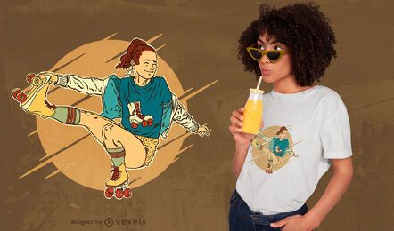 Künstlerisches Rollschuh-T-Shirt Design