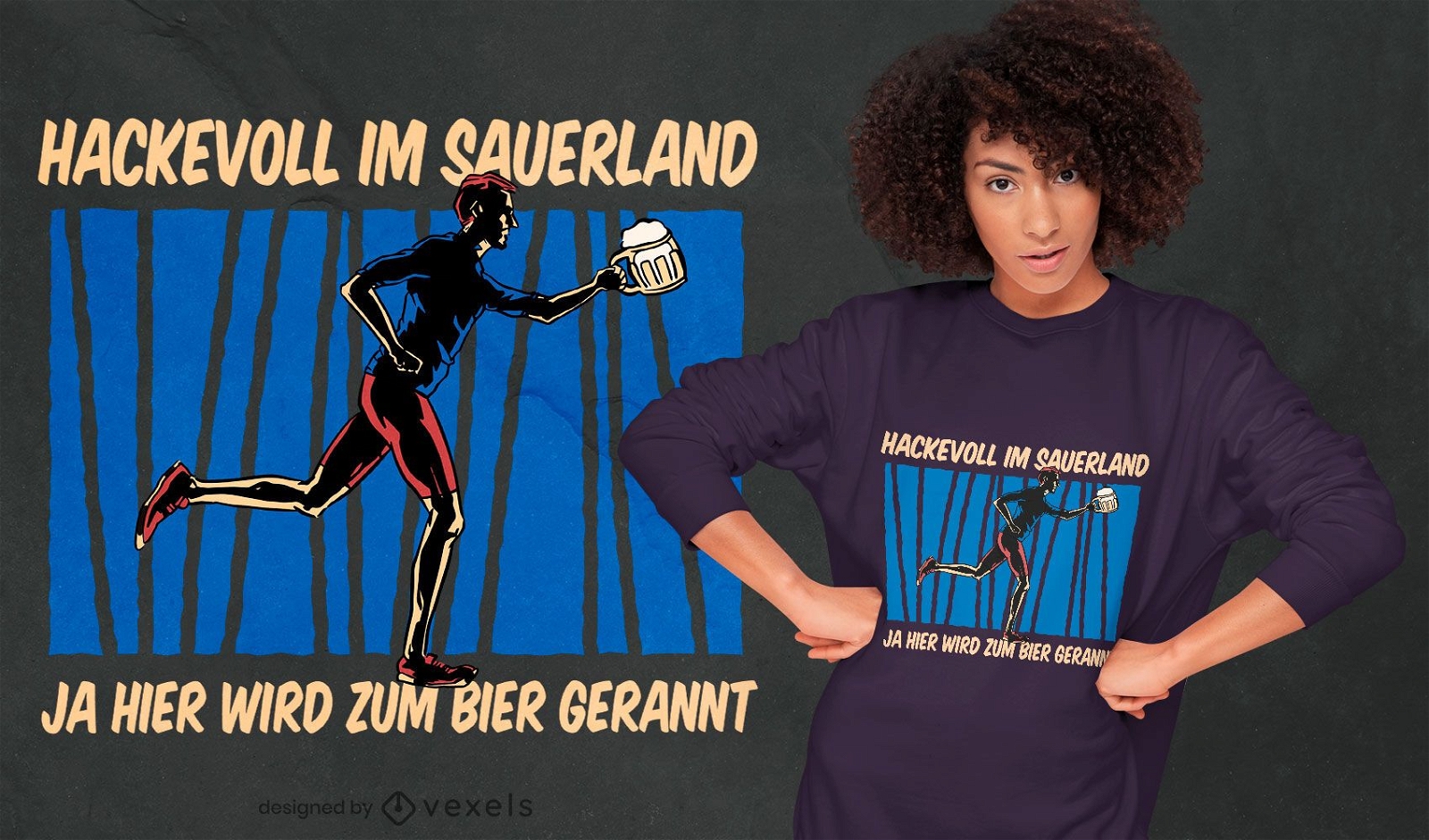 Beer running German quote t-shirt design