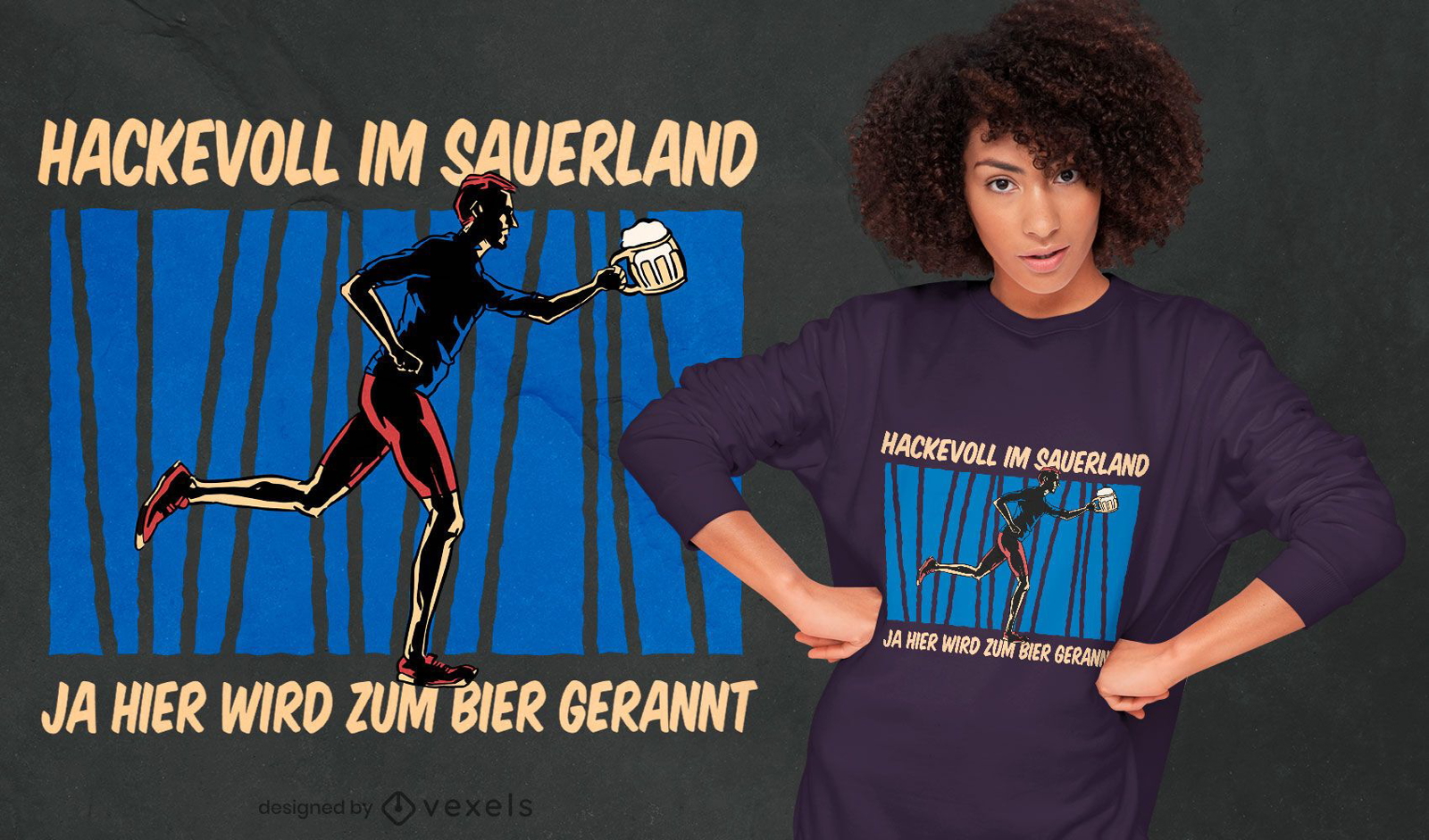 Bier, das deutsches Zitat T-Shirt Design l?uft