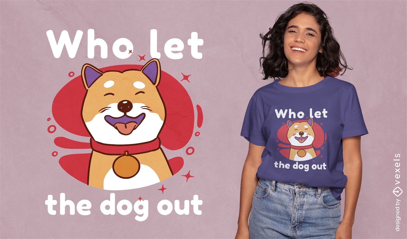 Design de camiseta de desenho animado de coleira de cachorro