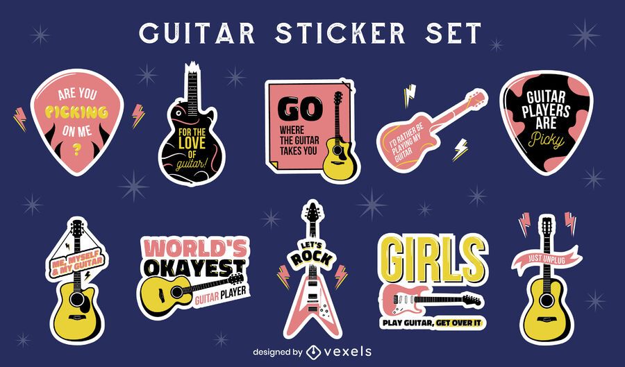 Guitar musical instrument sticker set Guitar musical instrument sticker set