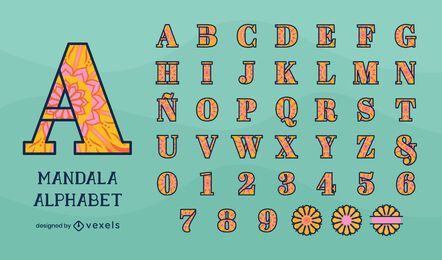 Alphabet design in mandala floral style Alphabet design in mandala floral style