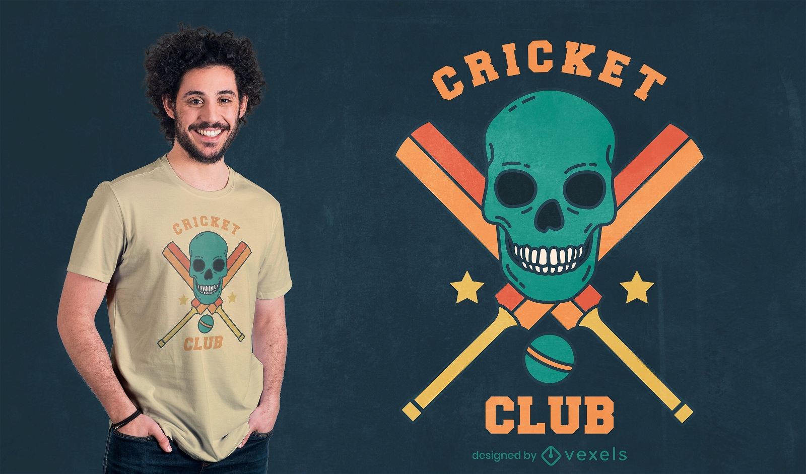 Cricket Sport Schädel Ausrüstung T-Shirt Design