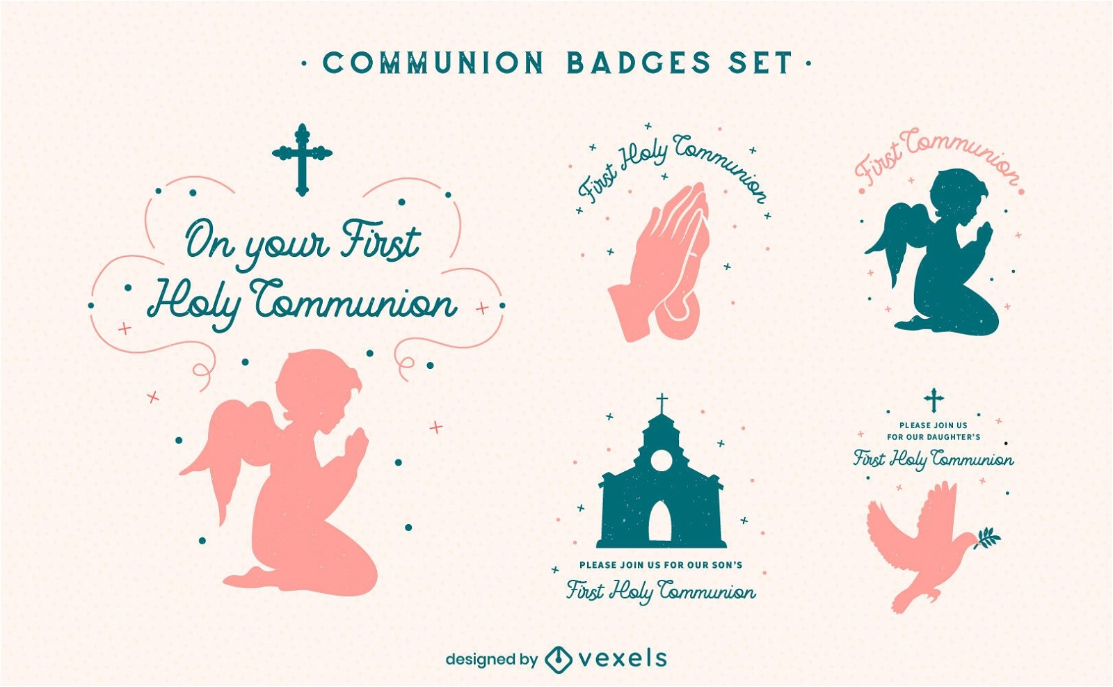 Christianity religion communion badge set