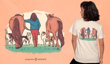Farm woman back view t-shirt design Farm woman back view t-shirt design