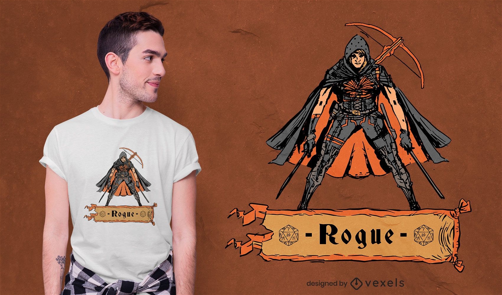 Design de camiseta de personagem Rogue Rogue