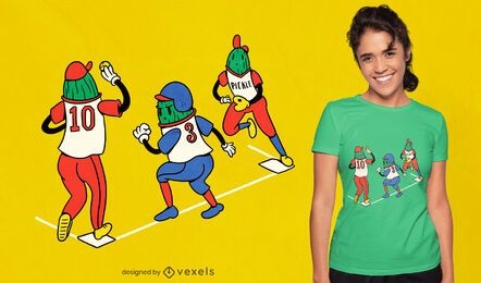 Diseño de camiseta de dibujos animados de béisbol pickles