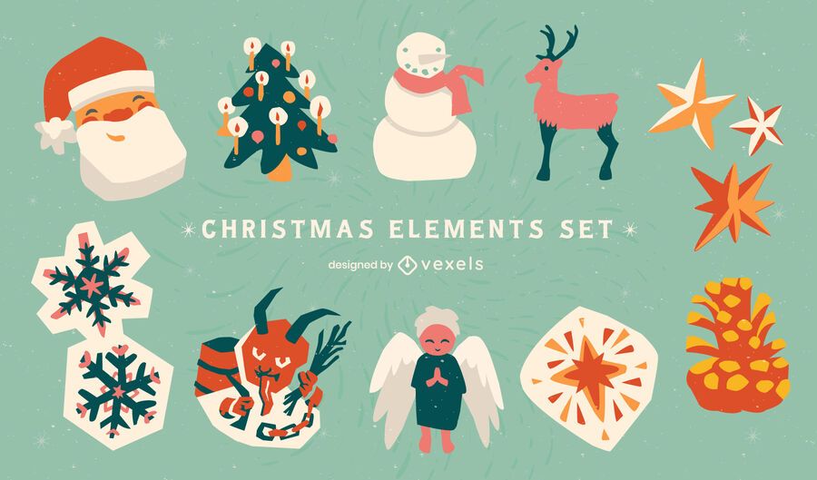 Christmas day holiday elements set Christmas day holiday elements set