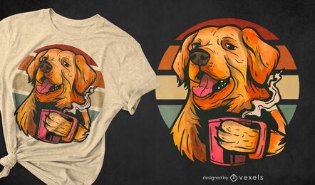 Golden retriever dog coffee t-shirt design
