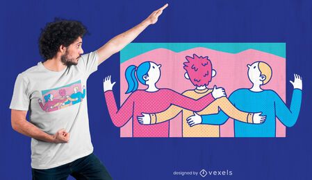 Three friends hugging t-shirt design