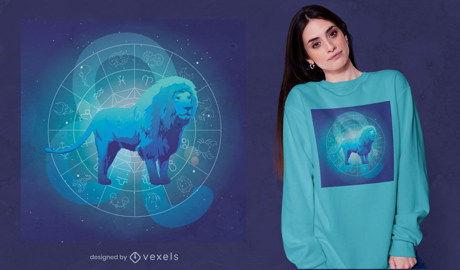 Diseño de camiseta de signo del zodiaco leo león