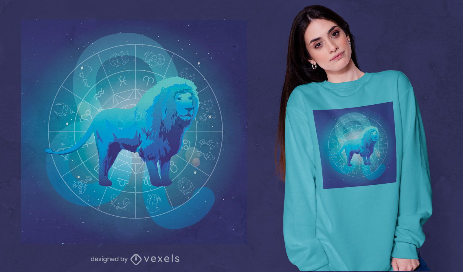 Dise?o de camiseta de signo del zodiaco leo le?n