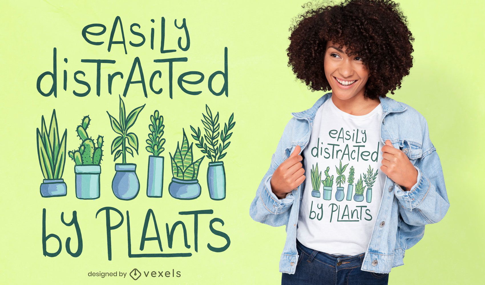 Pot plants distracted quote t-shirt design