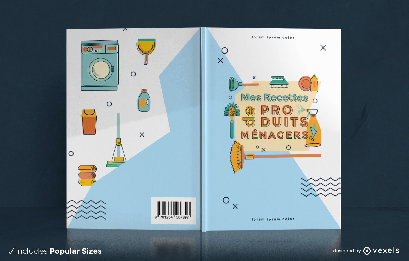 Diseño de portada de libro de recetas de productos para el hogar.