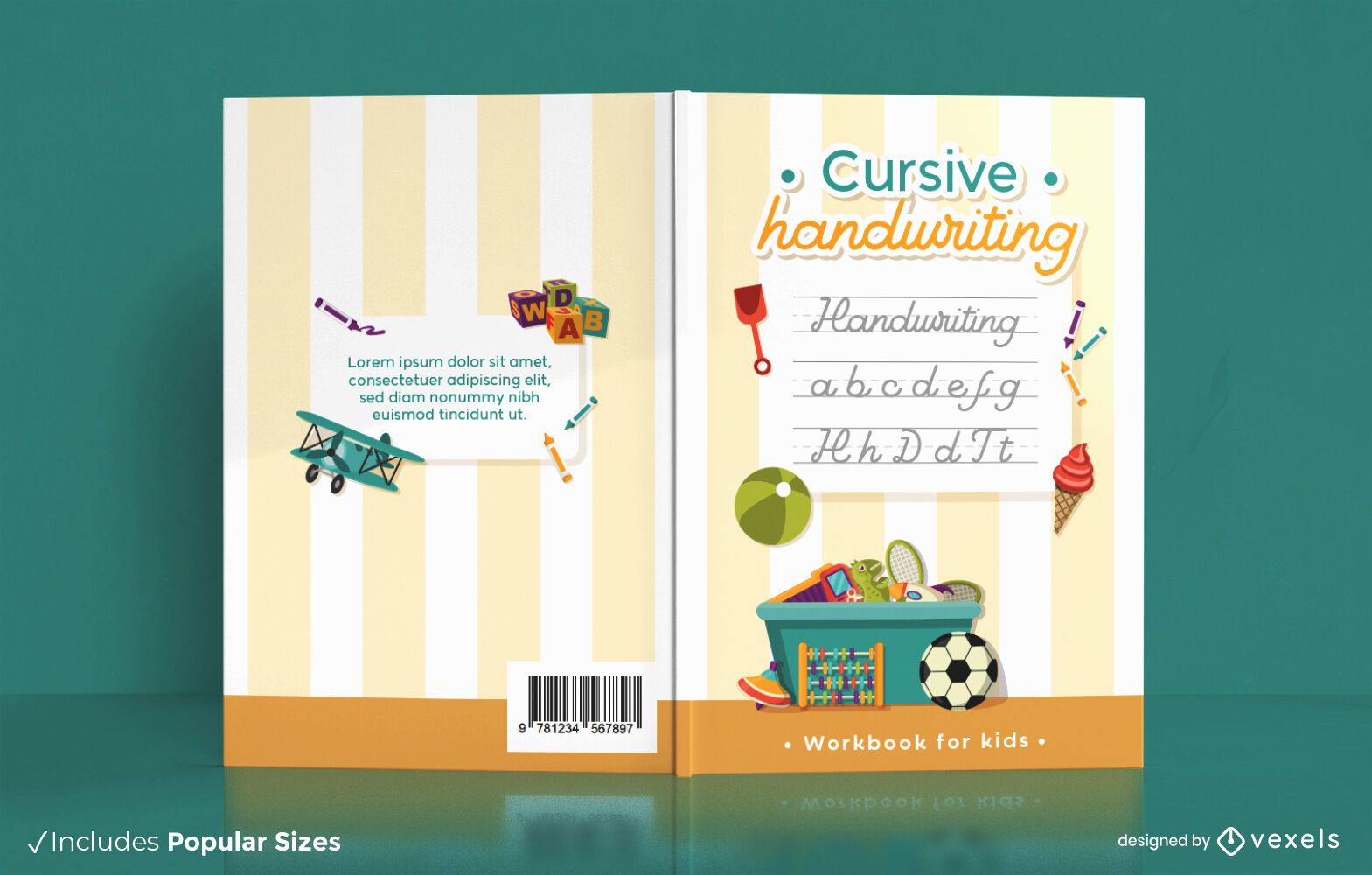 Childrens cursive handwriting book cover design