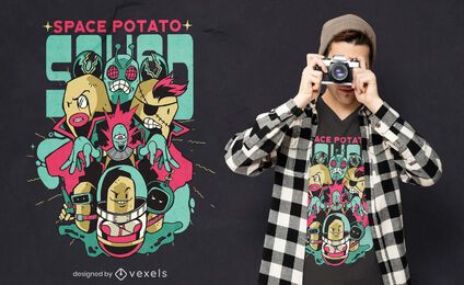 Design de camiseta do esquadrão de batata espacial de super-heróis