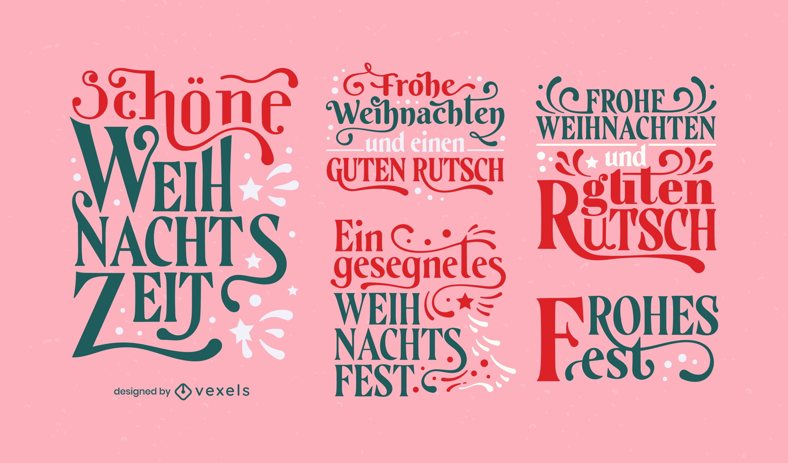 Christmas holiday german lettering set