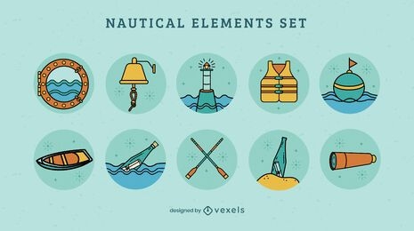 Conjunto de elementos de barco náutico oceánico