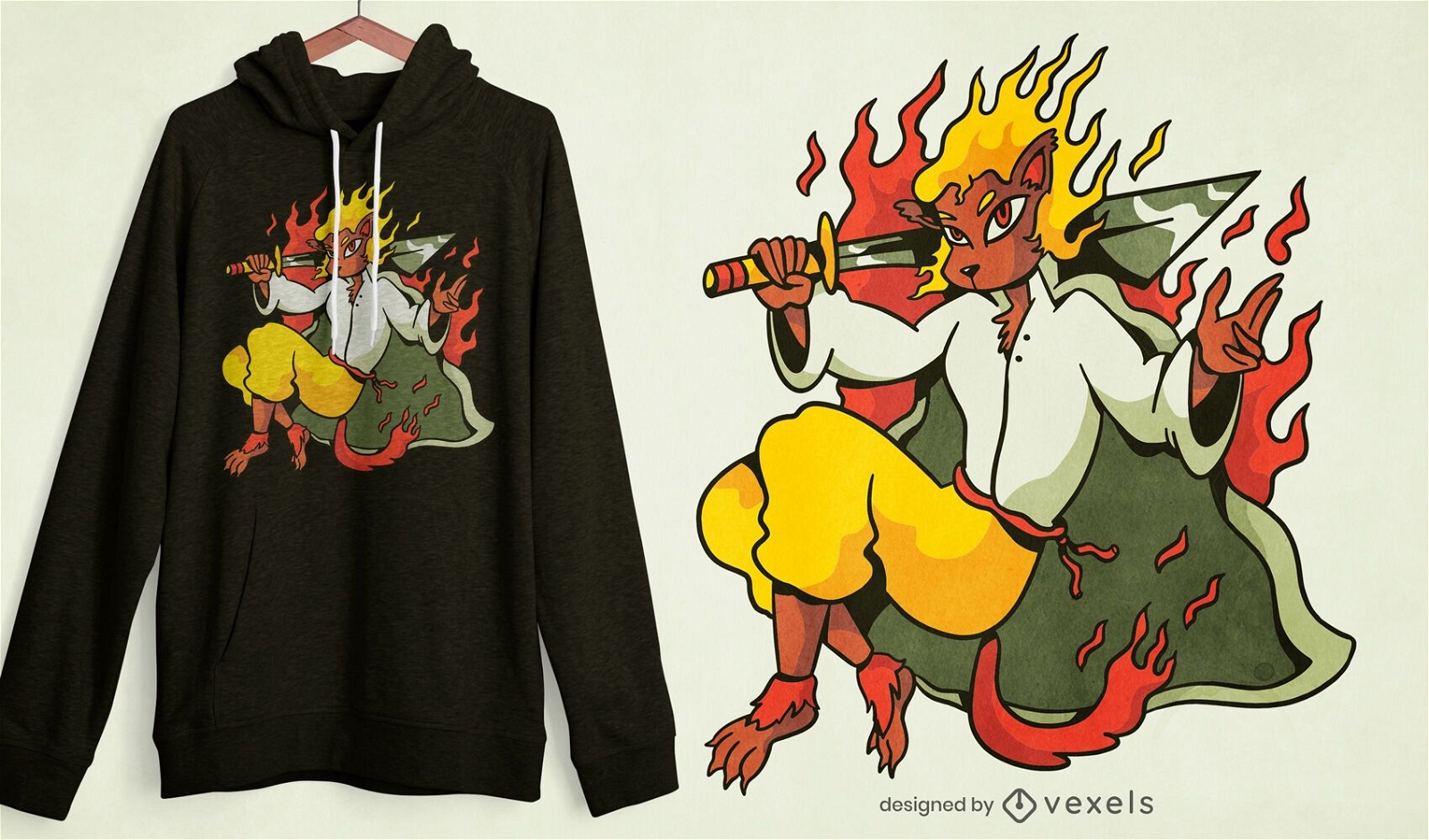 Feuer Leon Krieger T-Shirt Design