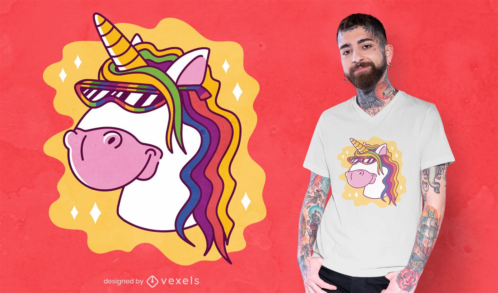 Unicorn with sunglasses t-shirt design