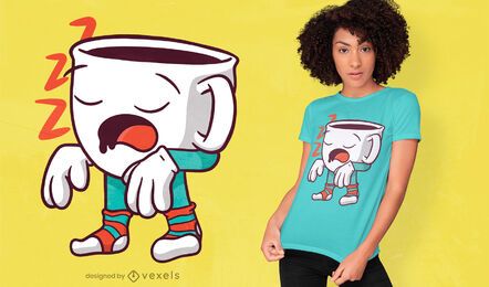 Diseño de camiseta de taza de café sonámbulo. Diseño de camiseta de taza de café sonámbulo.