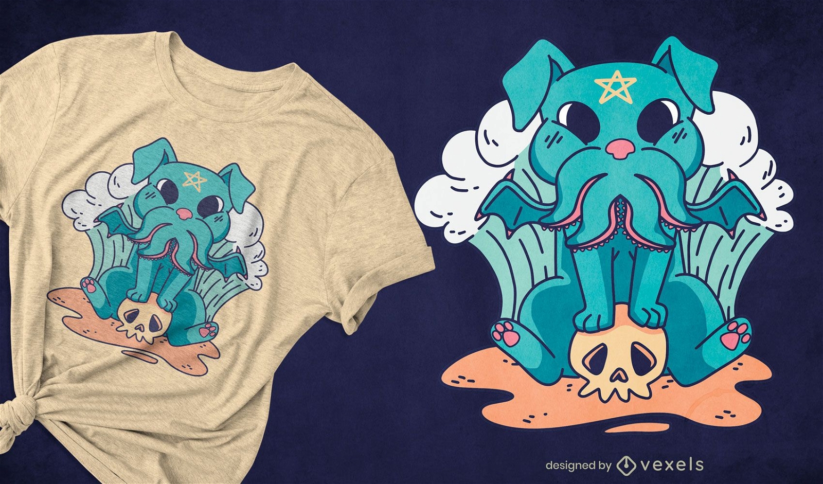 Cute satanic monster dog t-shirt design