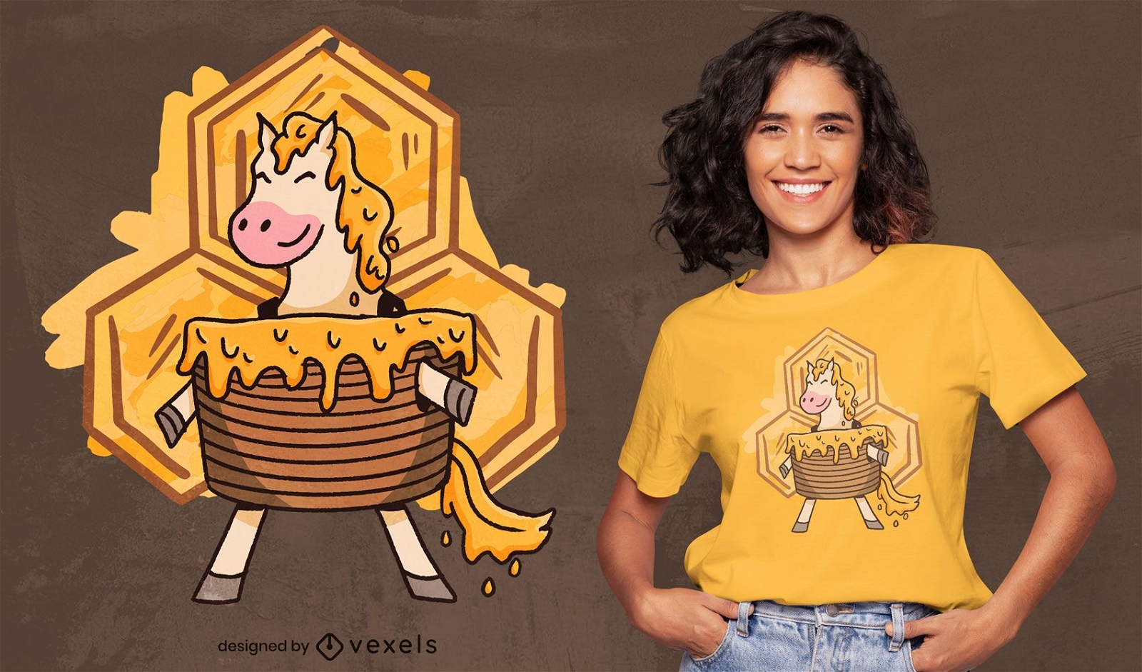 Design de t-shirt cavalo bolo de mel