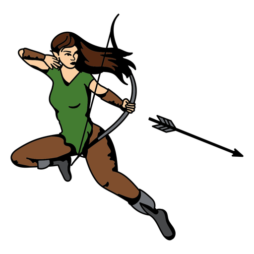 Arqueira mulher com arco e flecha Desenho PNG