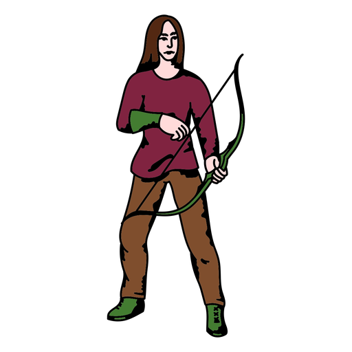 Arco e flecha de arqueiro feminino Desenho PNG