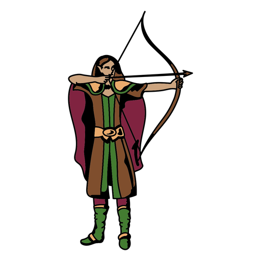 Bogenschützin mit Bogen und Pfeil PNG-Design