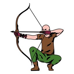 Male archer squarring color stroke Transparent PNG