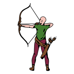 Male archer from behind color stroke Transparent PNG