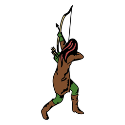 Female archer from behind color stroke