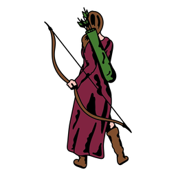 Female archer in purple cape color stroke Transparent PNG