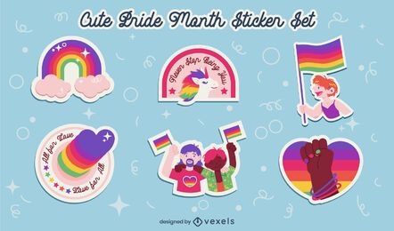 Cute pride month rainbow sticker set 