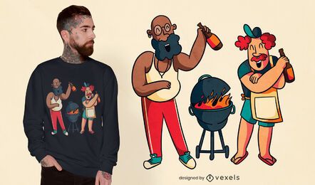 Happy guys cooking grill t-shirt design Happy guys cooking grill t-shirt design