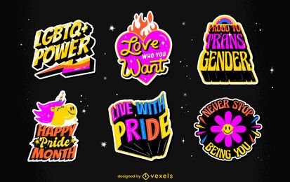 Pride month lgbt retro badge set Pride month lgbt retro badge set