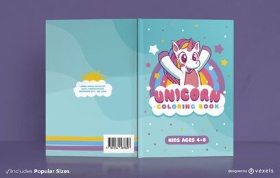 Desenho de capa de livro para colorir crianças unicórnio