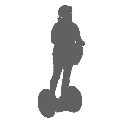Girl in segway with helmet side silhouette PNG Design