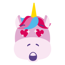 Heart eyes unicorn flat PNG Design