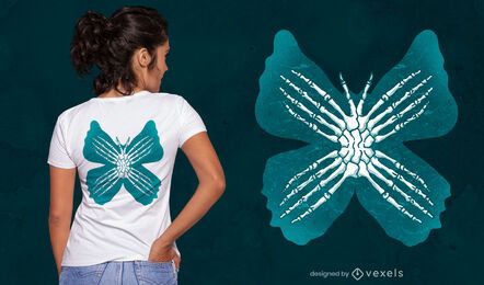 Diseño de camiseta de esqueleto de mariposa espeluznante