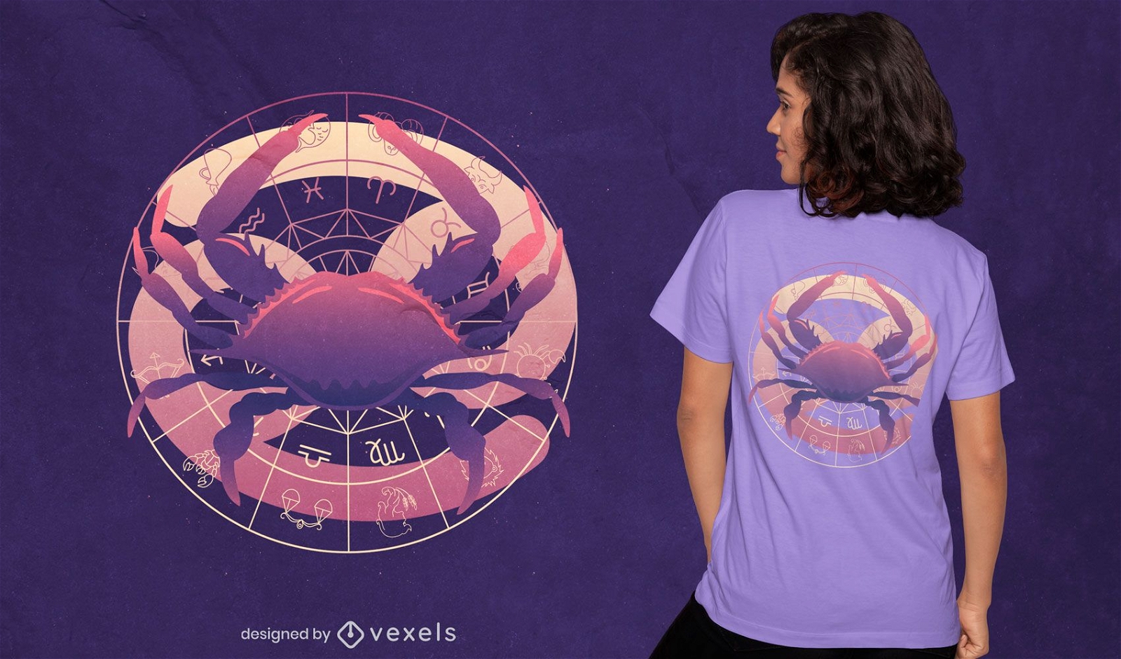 Design de camiseta gradiente do símbolo do câncer do zodíaco