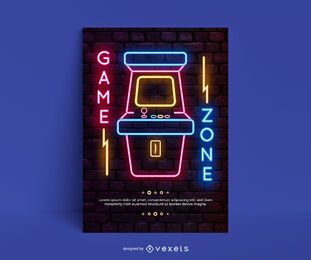 Neon-Arcade-Poster der Videospielkonsole