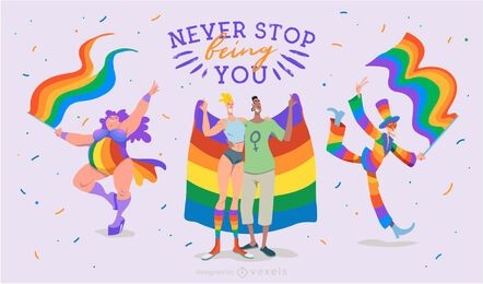 Pride month lgbt quote illustration