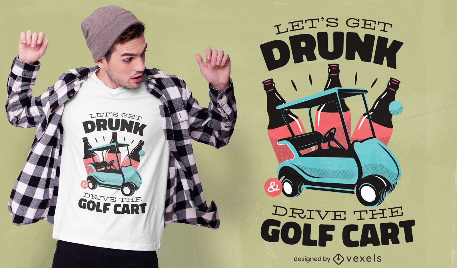 Diseño de camiseta de cita de conducción en estado de ebriedad de carrito de golf