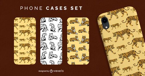 Conjunto de caja de teléfono de animal salvaje tigre
