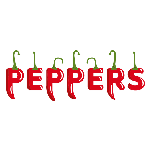 Peppers shape lettering label semi flat PNG Design