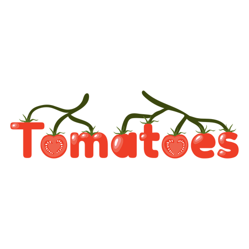 Tomatoes shape lettering label semi flat PNG Design