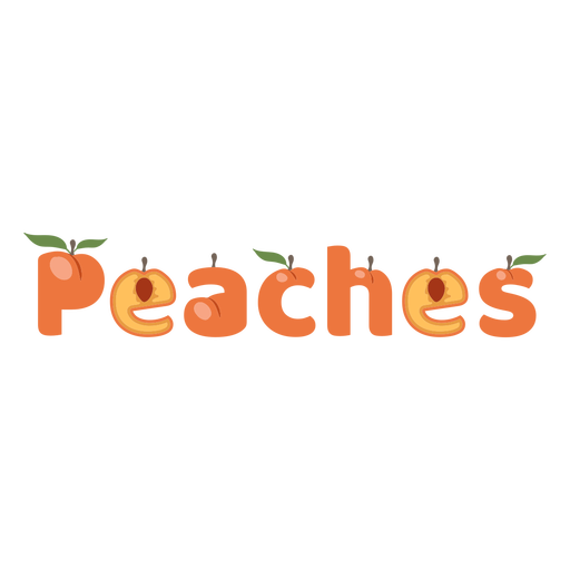 Peaches shape lettering label semi flat PNG Design